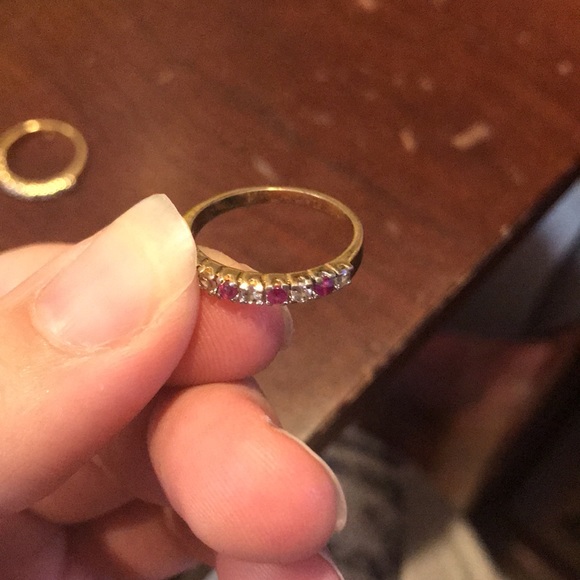 Goldtone Emerald Ruby Sapphire CZ Band Rings Set of 3 - Picture 11 of 12